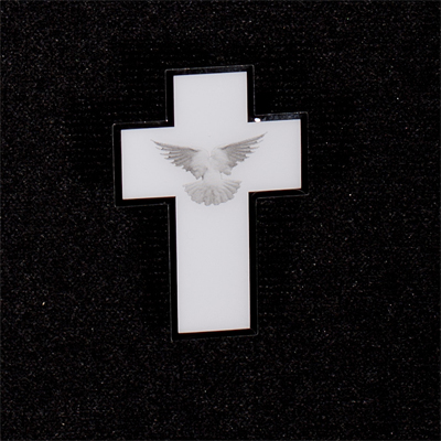 mourning cross pin white cross with white dove